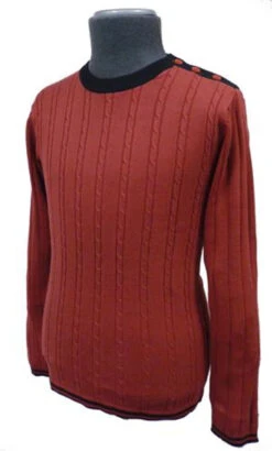 BECKETT Madcap Retro Mod Mens Cable Knit Jumper M -KDX Clothing Store Beckett Cable Knit Red1 04152.1666958546