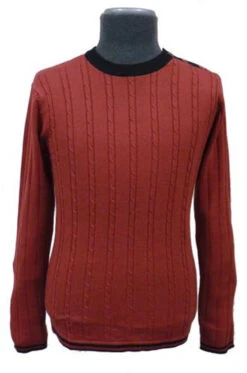 BECKETT Madcap Retro Mod Mens Cable Knit Jumper M -KDX Clothing Store Beckett Cable Knit Red2 29403.1666958548