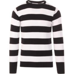 Jones 60s Mod Block Stripe Jumper W -KDX Clothing Store Jones jumper black white 01 46197.1661338396 1