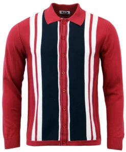 Donovan Retro Mod Polo Cardigan (N) -KDX Clothing Store Madcap England Donovan Polo Maroon 34229.1661338372 1