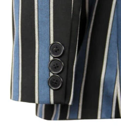 Howl MADCAP Double Breasted Retro Stripe Blazer -KDX Clothing Store Madcap England Howl Blazer Black Blue4 05850.1661338551