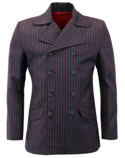 Howl MADCAP Double Breasted Retro Stripe Blazer -KDX Clothing Store Madcap England Howl Blazer Navy Red 37979.1661273237