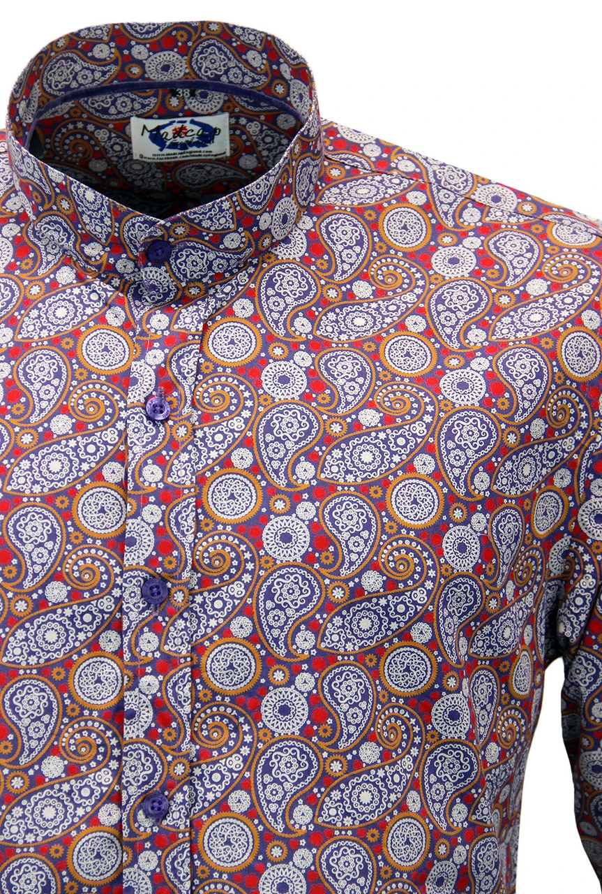 Indra 60s Mod Paisley Grandad Shirt 6 Indra 60s Mod Paisley Grandad Shirt - Image 4