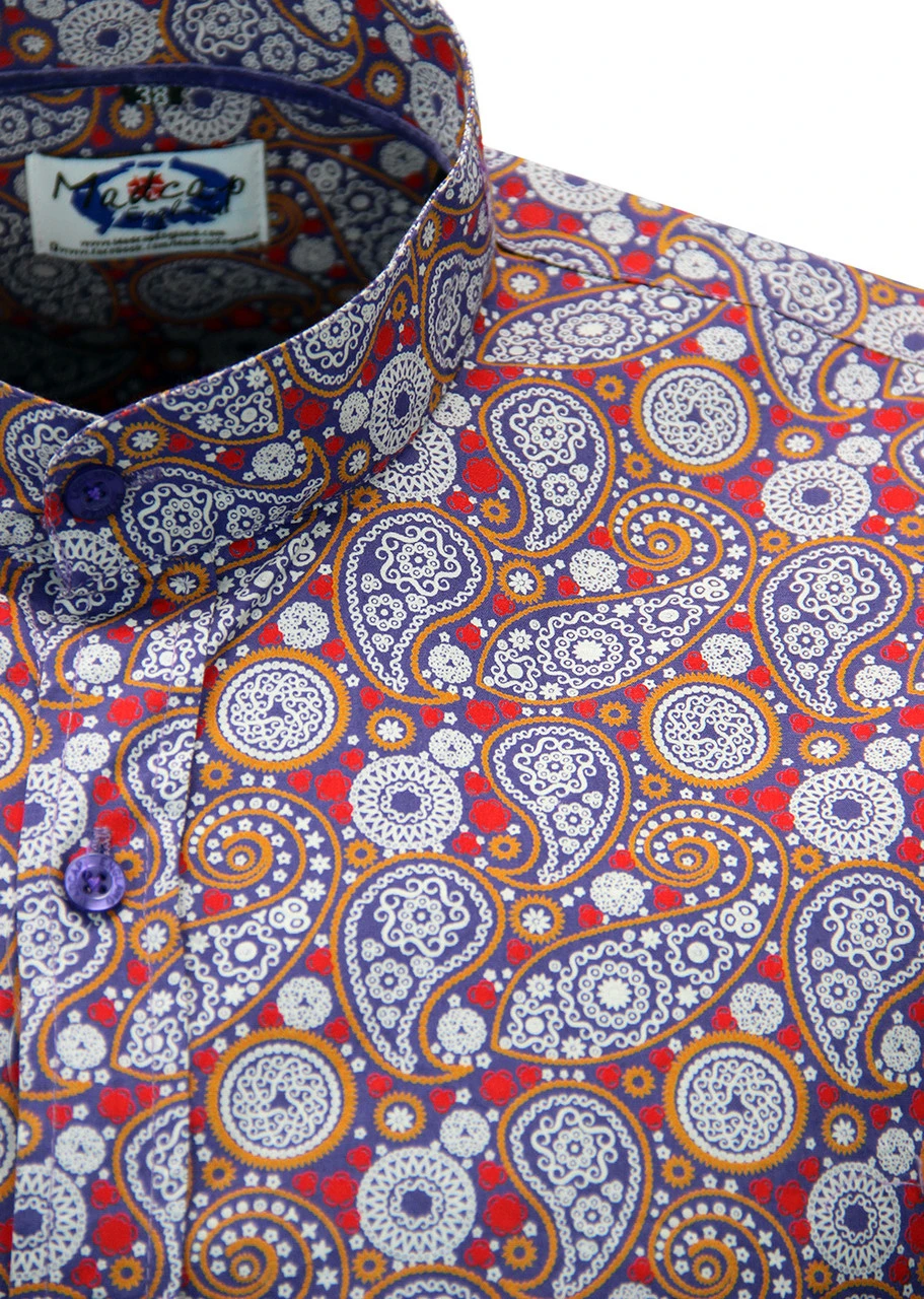 Indra 60s Mod Paisley Grandad Shirt 4 Indra 60s Mod Paisley Grandad Shirt - Image 2