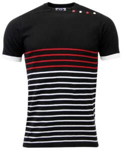 Memphis Retro 60s Mod Atom Neck Breton Jumper (B)