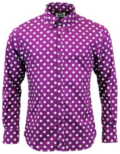 Purple Penny Dot Lane Retro 60s Mod MADCAP Shirt -KDX Clothing Store Madcap England Penny Dot Lane Purple 20077.1661339152 3