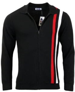 Speedway Mod Stripe Zip Cardigan B -KDX Clothing Store Madcap England Speedway Black2 97642.1661273997