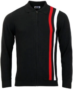 Speedway Mod Stripe Zip Cardigan B -KDX Clothing Store Madcap England Speedway Black 63668.1661273995