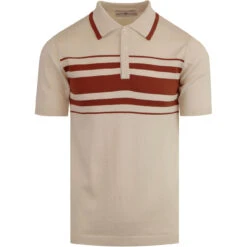 Aftershock 60s Mod Stripe Knit Polo -KDX Clothing Store Madcap england aftermath knitted polo birch1 01764.1661267026