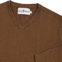 Redford 60s Mod V-Neck Jumper BISON -KDX Clothing Store Madcap england redford v neck jumper bison brown2 42649.1661266133