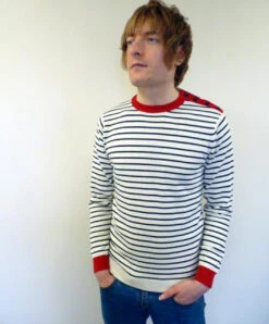 'Breton' MADCAP Mens Retro Mod Stripe Jumper (E) -KDX Clothing Store Madcap England Breton Jumper E5 57631.1666958099