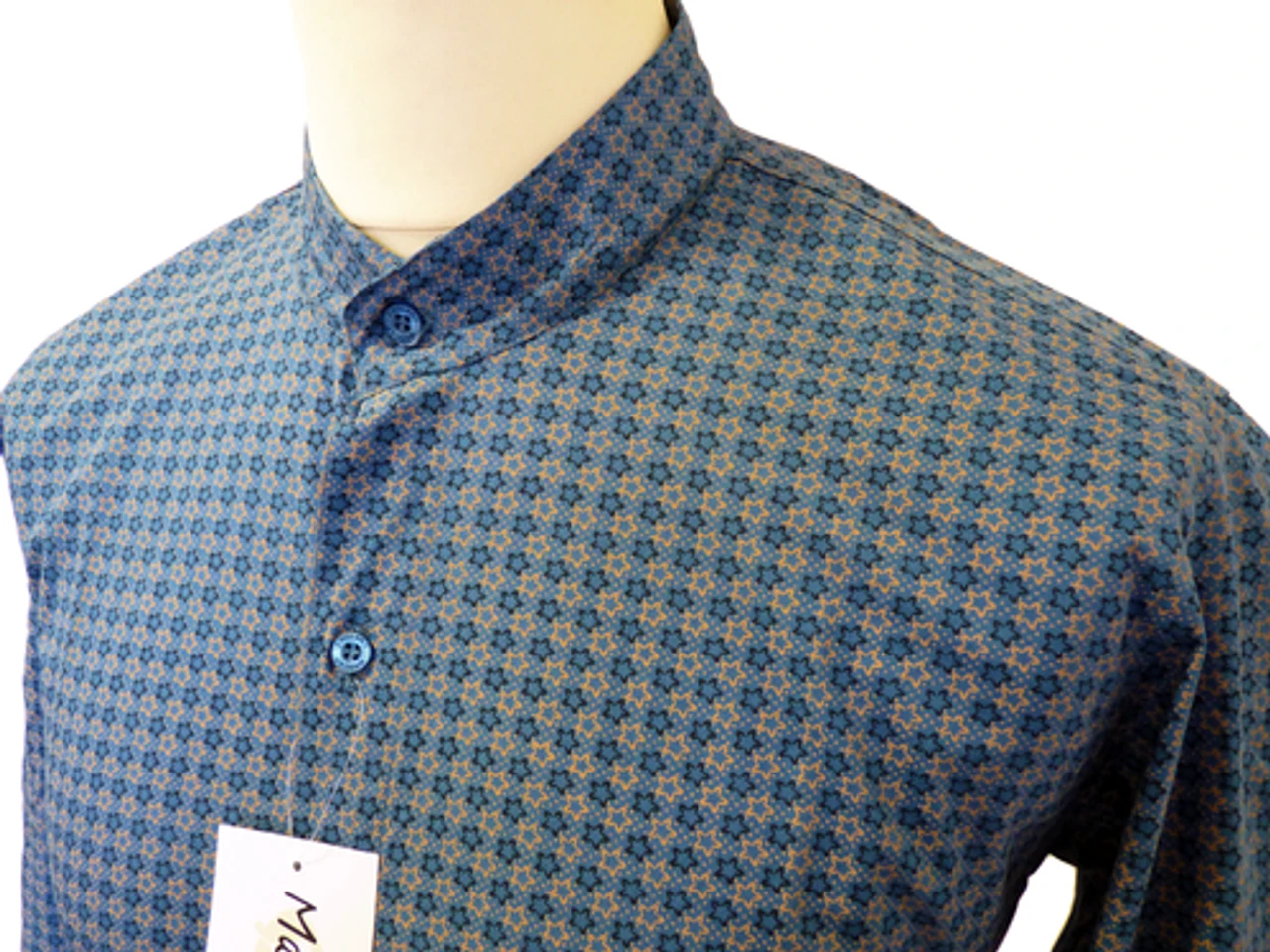 Byrd MADCAP Mens Retro Mod Mandarin Collar Shirt P 7 Byrd MADCAP Mens Retro Mod Mandarin Collar Shirt P - Image 5