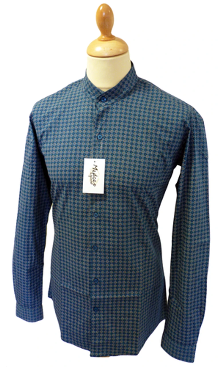 Byrd MADCAP Mens Retro Mod Mandarin Collar Shirt P 3 Byrd MADCAP Mens Retro Mod Mandarin Collar Shirt P