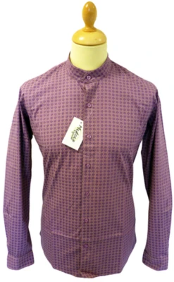 Byrd MADCAP Mens Retro Mod Mandarin Collar Shirt G