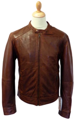 Harper Retro Indie Leather Jacket -KDX Clothing Store Madcap Rebel Racer Jacket Brn41 98118.1666957533