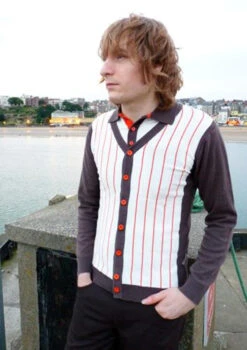 'Saturday Night' - MADCAP Retro Mod Mens Cardigan -KDX Clothing Store Madcap SNSM Polo Cardigan3 08296.1666958311