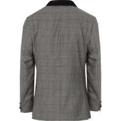 Mod Pow Check Velvet Collar Blazer -KDX Clothing Store madacap pow suit blazer grey back1 30907.1661264678