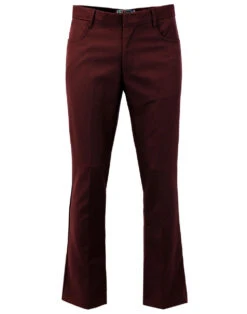 Logan Bootcut Hopsack Trousers (Bu) -KDX Clothing Store madcap bootcut hopsack trousers burgundy 4 88701.1661269348 4