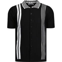 Charlie Mod Check Collar Polo Shirt -KDX Clothing Store madcap charlie polo black front 71605.1661260308