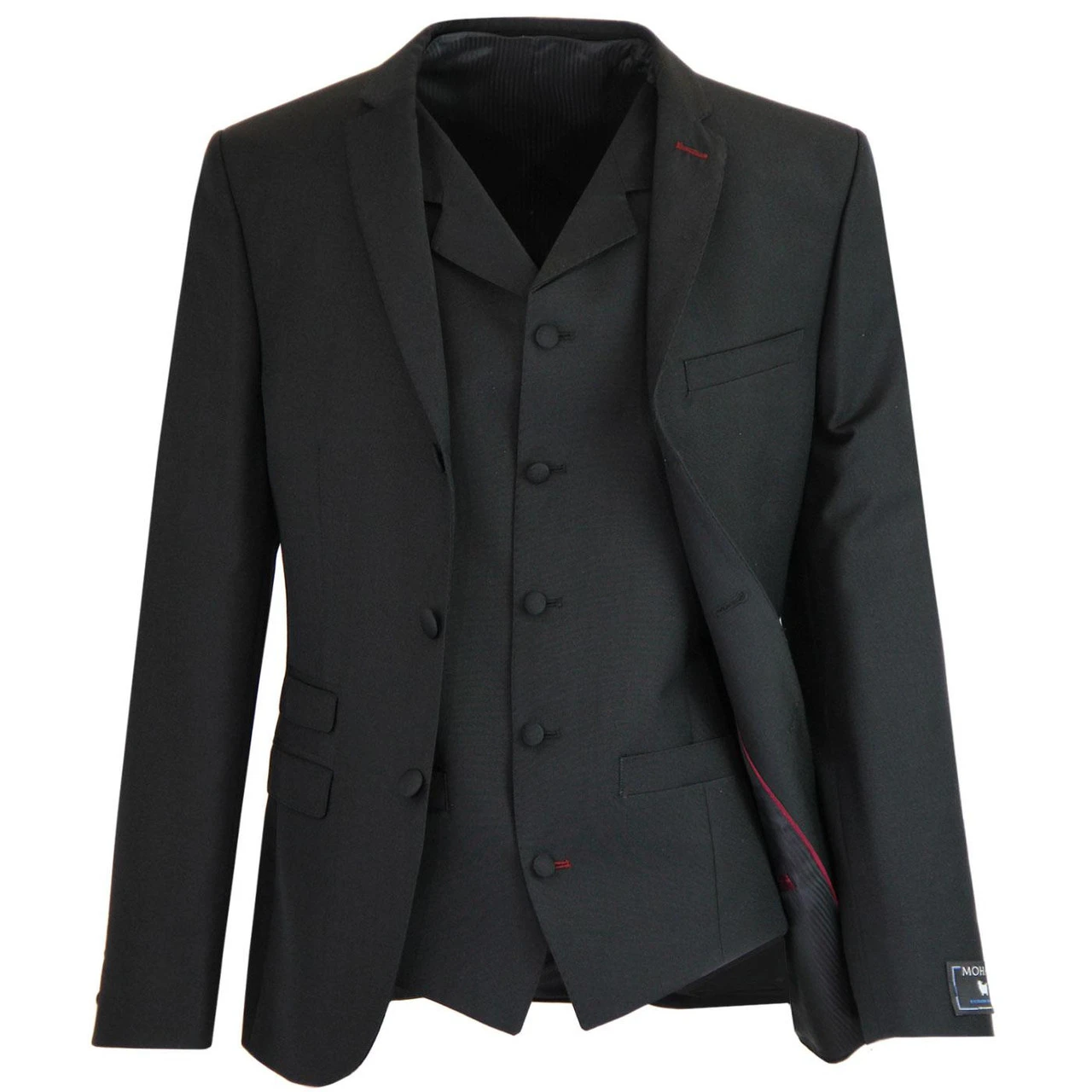 3 Button Mohair Suit Blazer (Black) 7 3 Button Mohair Suit Blazer (Black) - Image 5