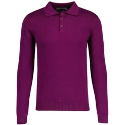 Brando 1960s Mod Knitted Polo DP 25 Brando 1960s Mod Knitted Polo DP -KDX Clothing Store madcap england brando long sleeve knitted polo dark purple 4 82267.1692023377
