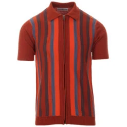 Capitol Mod Zip Through Stripe Polo -KDX Clothing Store madcap england capitol knit zip polo picante 4 27759.1661264760