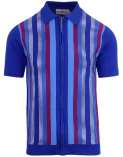 Capitol Mod Zip Through Stripe Polo -KDX Clothing Store madcap england capitol zip polo surf blue 4 76633.1661268377