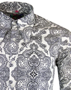 Capo 60s Paisley Spear Collar Shirt -KDX Clothing Store madcap england capo paisley shirt white 5 56517.1661270887