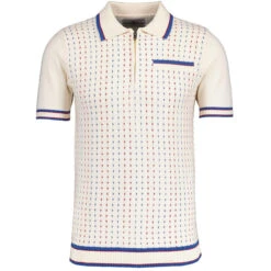 Miles Mod Jacquard Knit Polo (FB) -KDX Clothing Store madcap england coltrane jacqaurd polo short sleeve white 2 61469.1683729612 1