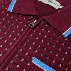 Coltrane Mod Jacquard Knit Polo B -KDX Clothing Store madcap england coltrane jacqaurd polo zinfandel 4 74296.1683192086