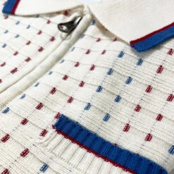 Coltrane Mod Jacquard Knit Polo B -KDX Clothing Store madcap england coltrane knitted polo snow close up 81495.1678197978 1