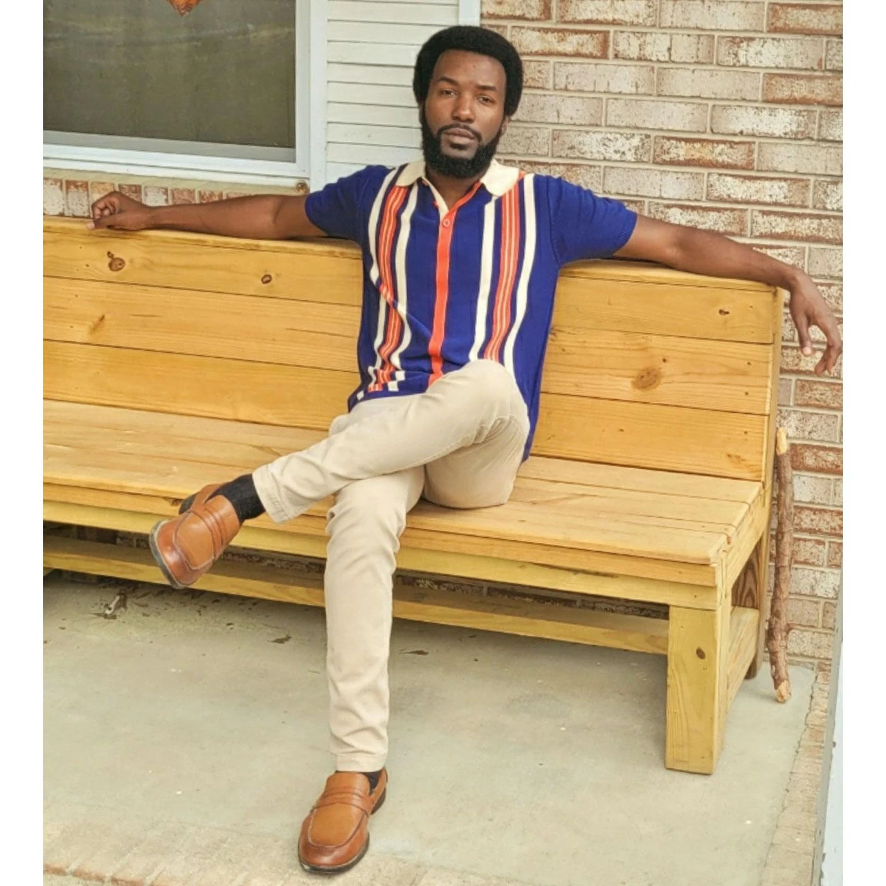 Farlowe Mod Stripe Knit Polo Top GO 4 Farlowe Mod Stripe Knit Polo Top GO - Image 3