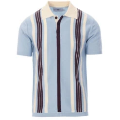 Farlowe Mod Stripe Knit Polo Top PP -KDX Clothing Store madcap england farlowe knitted polo top winter sky 3 85810.1661261181 1