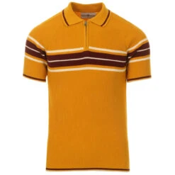 Fireball Mod Rib Zip Neck Polo (GG) 13 Fireball Mod Rib Zip Neck Polo (GG) -KDX Clothing Store madcap england fireball ribbed stripe polo gold 1 25761.1661264734
