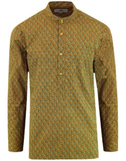 Middle Earth 60s Mod Kaftan Shirt 13 Middle Earth 60s Mod Kaftan Shirt -KDX Clothing Store madcap england floral hexagon shirt yellow 4 09556.1661268668