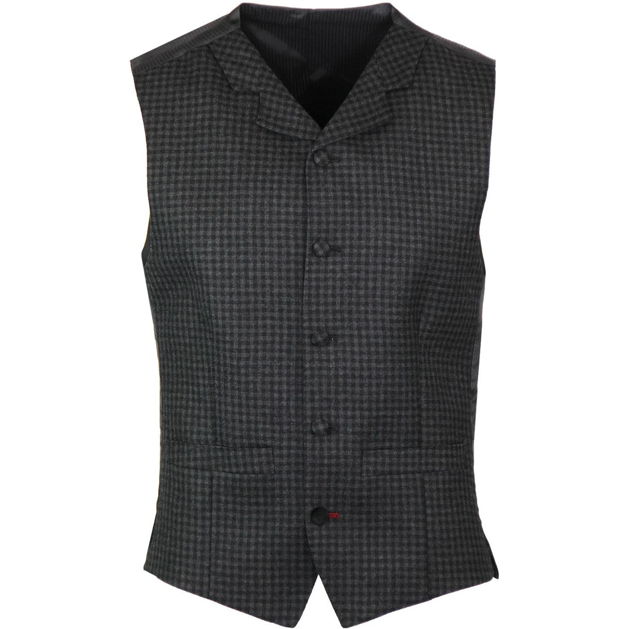 Gingham High Fasten Lapel Waistcoat 4 Gingham High Fasten Lapel Waistcoat - Image 2