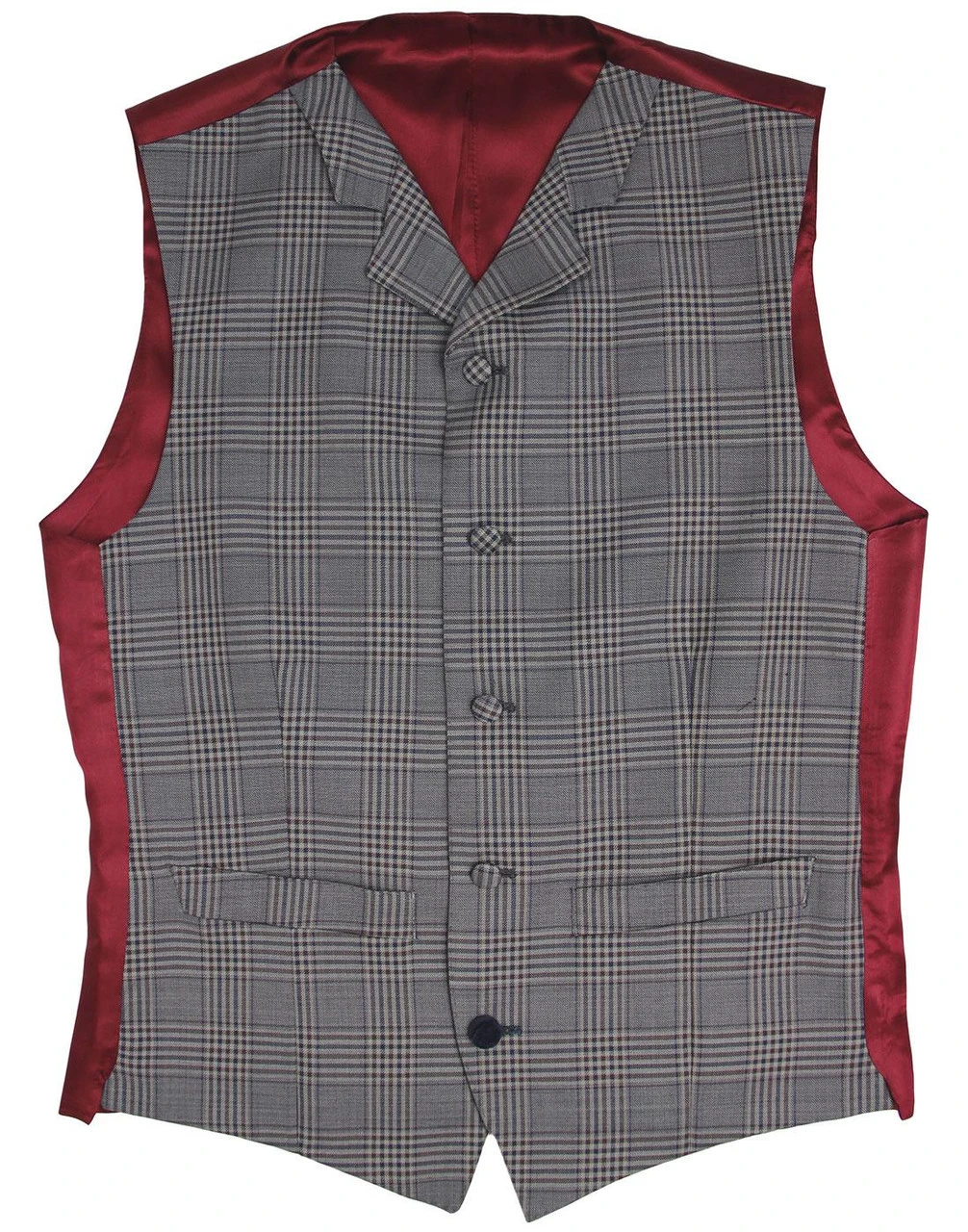 Mod POW Check Lapel Waistcoat GREY 3 Mod POW Check Lapel Waistcoat GREY