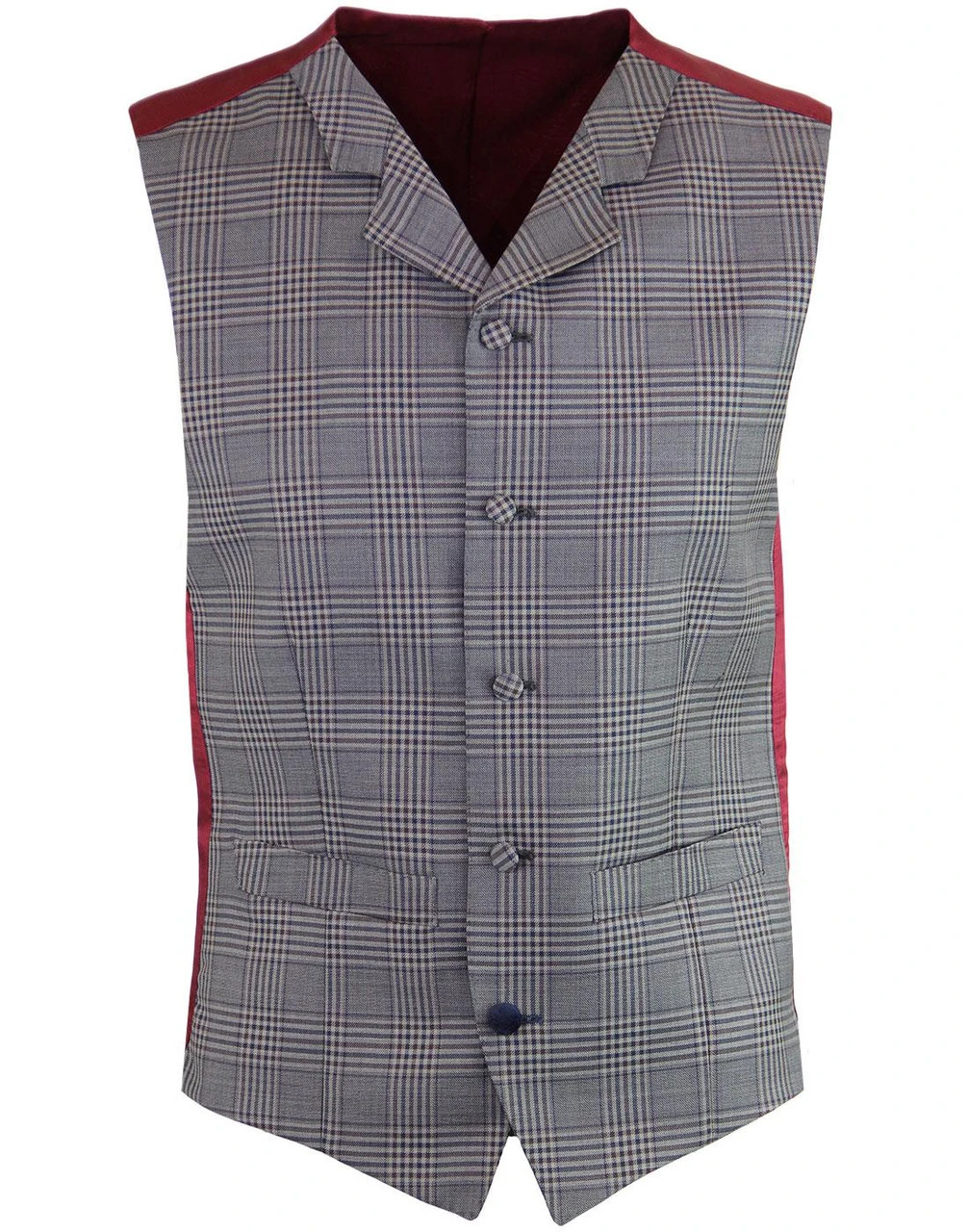 Mod POW Check Lapel Waistcoat GREY 4 Mod POW Check Lapel Waistcoat GREY - Image 2
