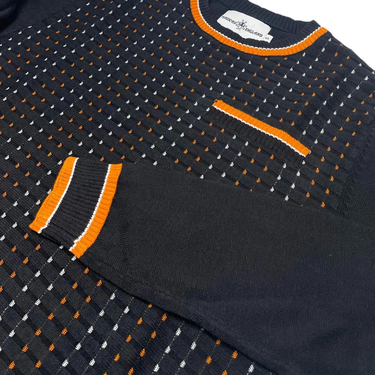 Hawkins Mod Jacquard Dash Front Jumper In Black 5 Hawkins Mod Jacquard Dash Front Jumper In Black - Image 3