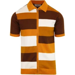 Hendrix 60s Mod Tile Knit Zip Polo -KDX Clothing Store madcap england hendrix zip polo cardigan 3 53454.1661266785