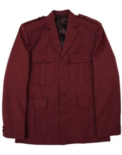 Mod Hopsack Safari Jacket BURGUNDY -KDX Clothing Store madcap england hopsack safari blazer bordo 3 60625.1661269300 1