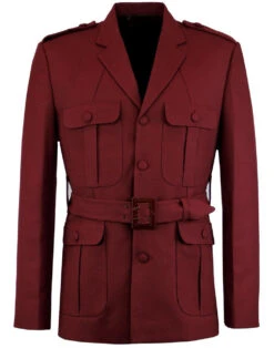 Mod Hopsack Safari Jacket BURGUNDY -KDX Clothing Store madcap england hopsack safari blazer bordo 6 78465.1661269296 1