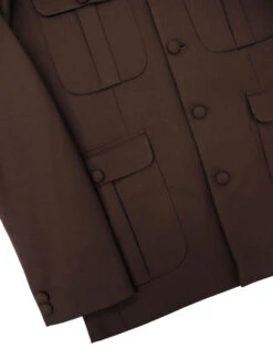 60s Mod Hopsack Safari Jacket BROWN -KDX Clothing Store madcap england hopsack safari blazer brown 2 62078.1661269283