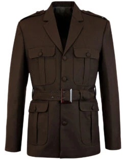 Mod Hopsack Safari Jacket BURGUNDY -KDX Clothing Store madcap england hopsack safari blazer brown 7 48052.1661269281 1