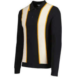 Junot Mod Waffle Stripe Knit Polo B 16 Junot Mod Waffle Stripe Knit Polo B -KDX Clothing Store madcap england junot stripe panel popcorn waffle knit polo black 2 97670.1692021002