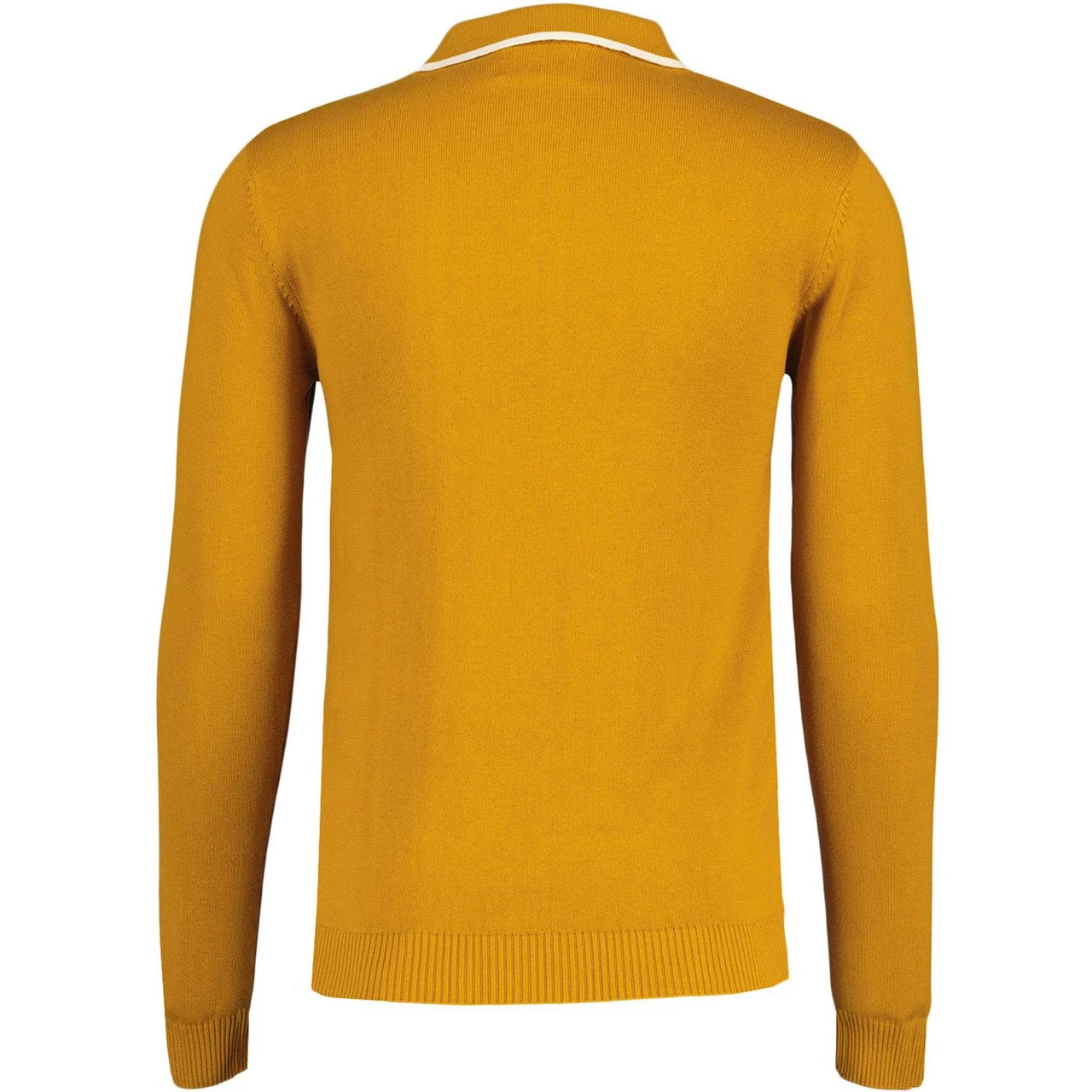 Junot Mod Waffle Stripe Panel Knit Polo Buckthorne 8 Junot Mod Waffle Stripe Panel Knit Polo Buckthorne - Image 6