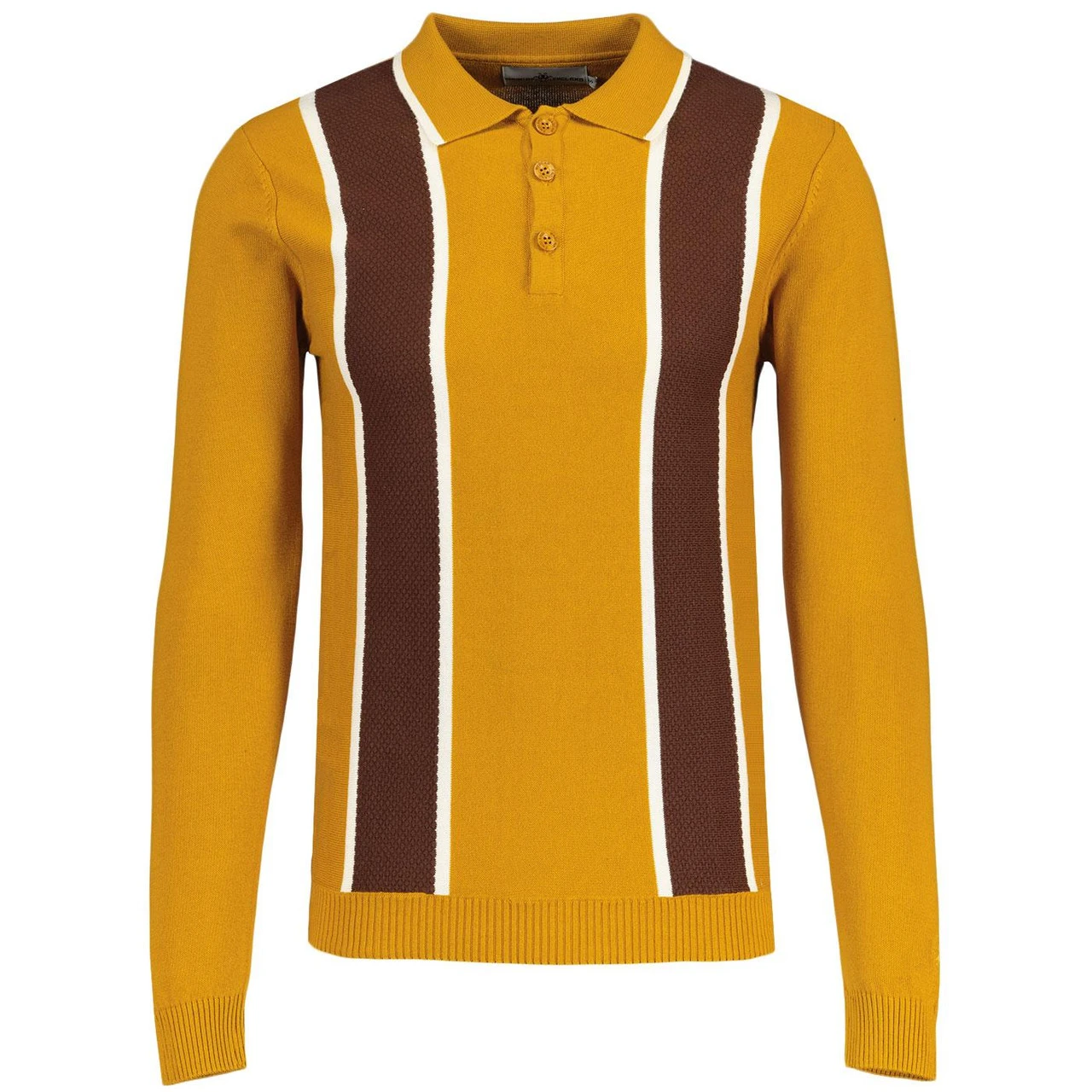 Junot Mod Waffle Stripe Panel Knit Polo Buckthorne 5 Junot Mod Waffle Stripe Panel Knit Polo Buckthorne - Image 3