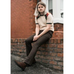 Logan Bootcut Hopsack Trousers (Bu) -KDX Clothing Store madcap england logan bootcut brown2 67713.1661261712 3