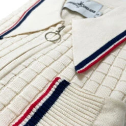 Apollo Mod Grid Check Big Collar Zip Polo Cardigan Snow White 16 Apollo Mod Grid Check Big Collar Zip Polo Cardigan Snow White -KDX Clothing Store madcap england mc1069 apollo snow white polo 11 41242.1693991773 1