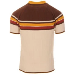 Meteor Mod Rib Zip Neck Polo BIRCH -KDX Clothing Store madcap england meteor ribbed stripe panel polo 1 41396.1661264749